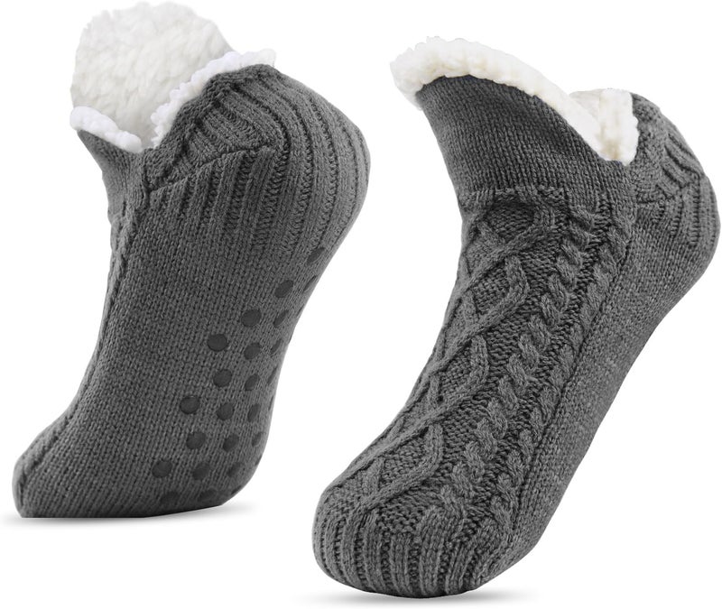 SIMIYA Winter Slipper Socks for Men Women with Grippers – Warm, Fuzzy, Fleece-Lined, Non-Slip, Cozy & Thick for Cold Weather - Image 1